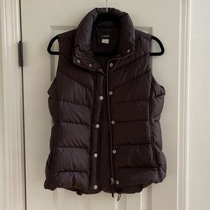 J Crew Down Filled Puffer Vest, Size Small, Brown